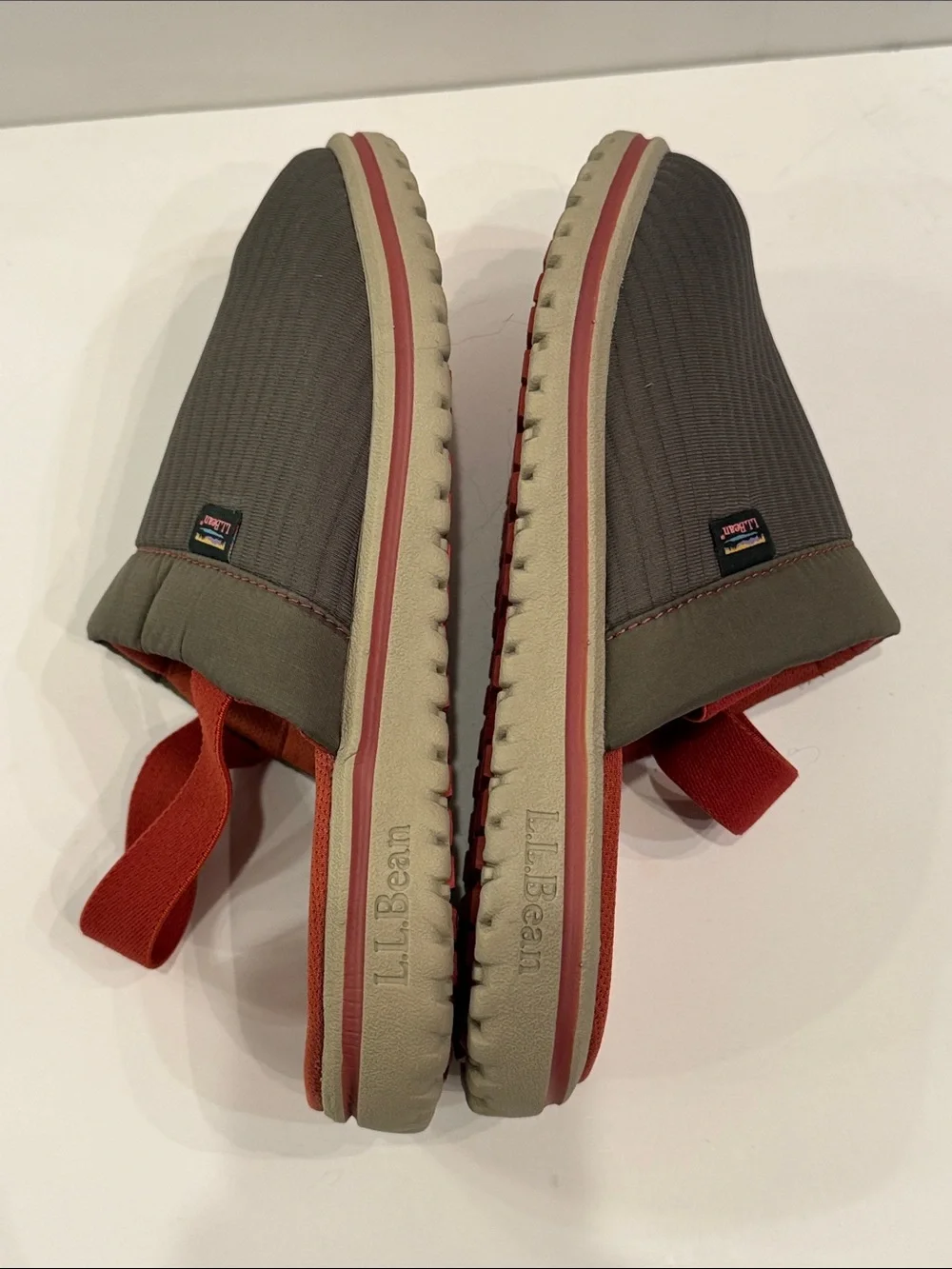 L.L. Bean Olive Green Slip-On slipper mule with Red Insole size 3-4